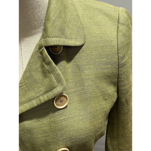 Akris Punto Green Linen Silk Blend Asymmetrical Button Blazer Jacket Size US 4 - Picture 7 of 12